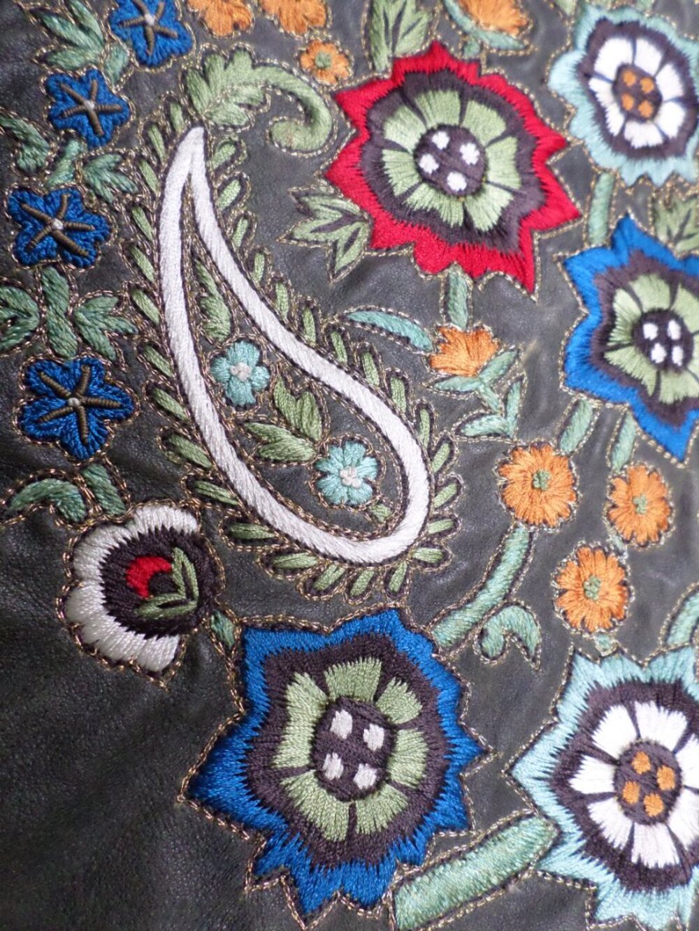 DOUBLE D RANCH Leather Jacket-Brown-Multicolor Embroidery--Women's Small--NWOT - Picture 6 of 10